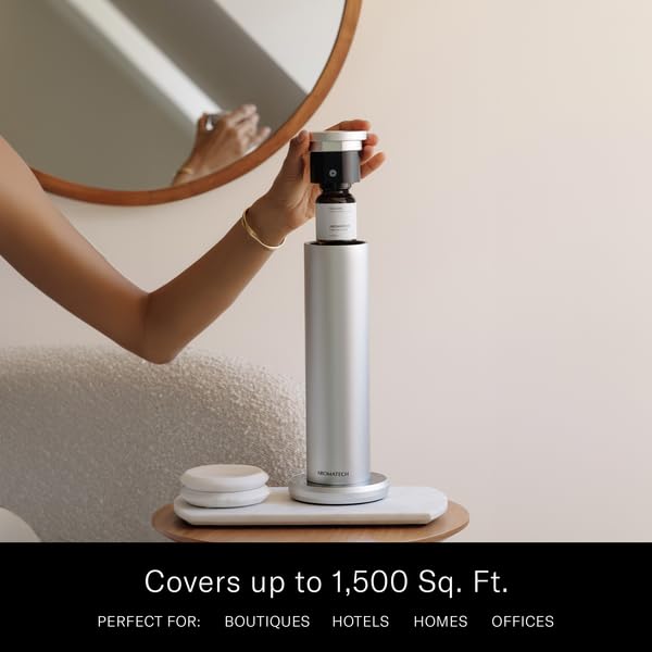 AromaTech New AroMini BT Plus Scent Diffuser w/Bluetooth – Cold-Air Diffusion Scent Machine for Home, Office, Hotel, Spa – Nebulizing Diffusion System for Essential Oil Blends (Gold)