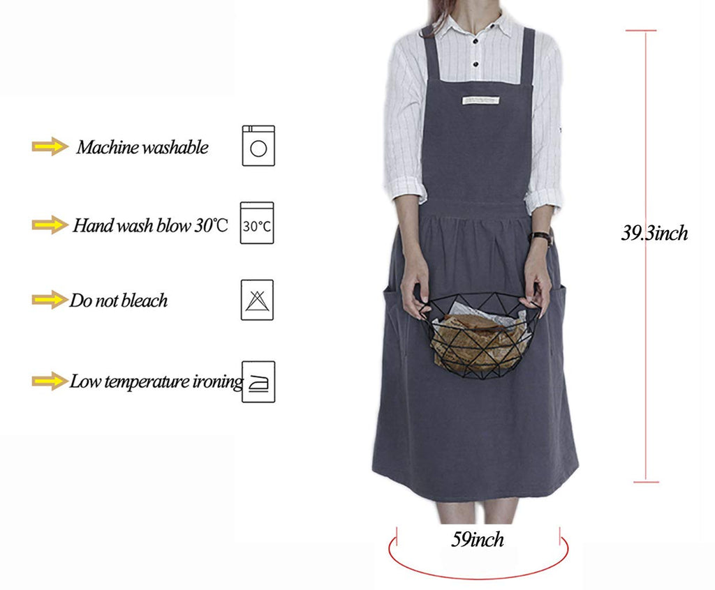 Women Girls Vintage Apron Gardening Works Cross Back Pinafore Dress
