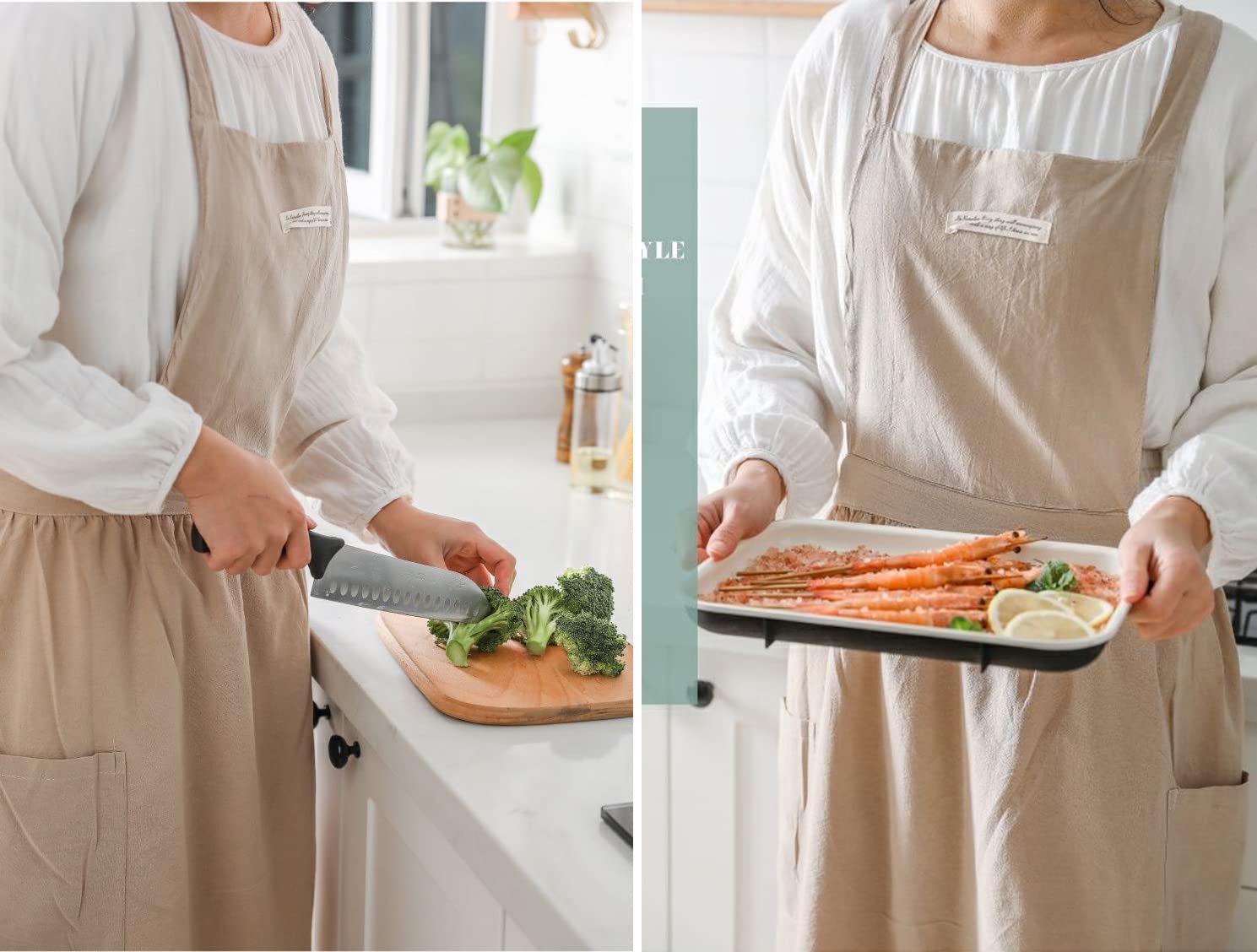 Women Girls Vintage Apron Gardening Works Cross Back Pinafore Dress