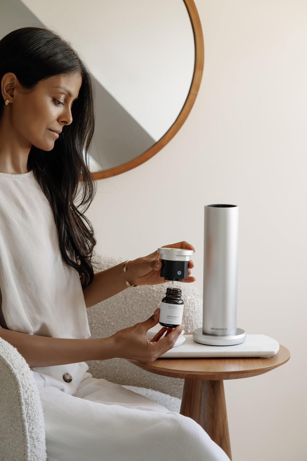 AromaTech New AroMini BT Plus Scent Diffuser w/Bluetooth – Cold-Air Diffusion Scent Machine for Home, Office, Hotel, Spa – Nebulizing Diffusion System for Essential Oil Blends (Gold)