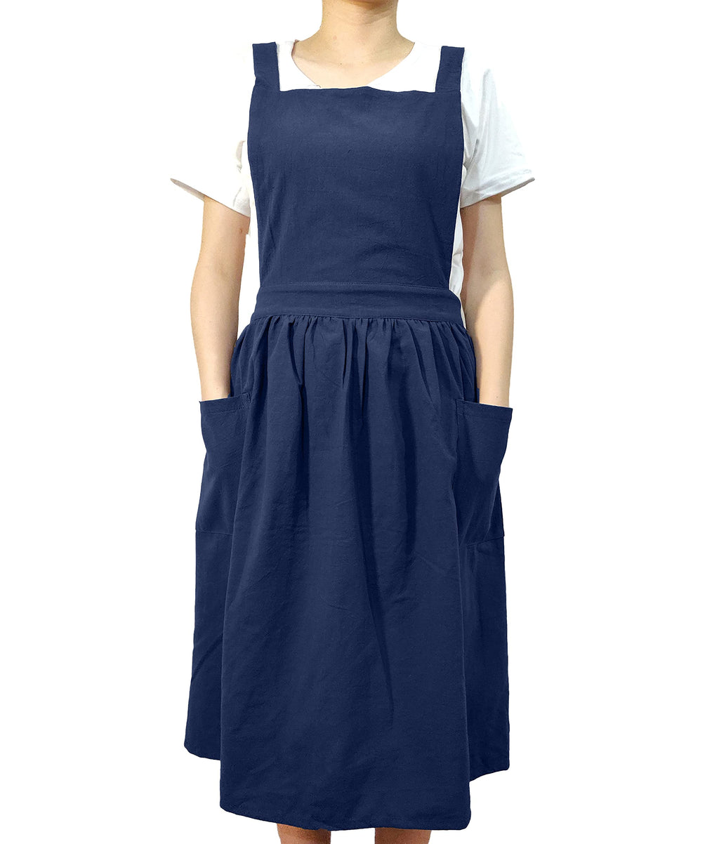 Women Girls Vintage Apron Gardening Works Cross Back Pinafore Dress