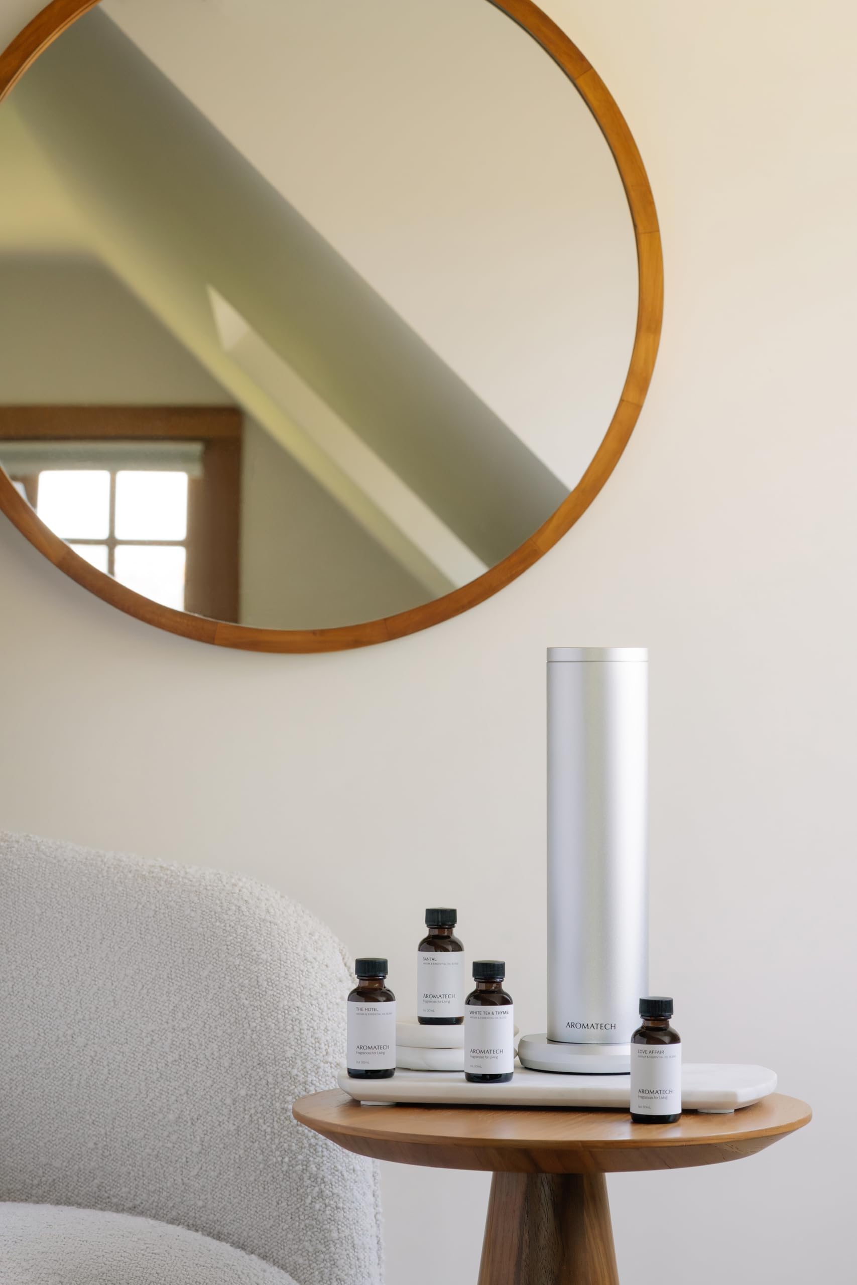 AromaTech New AroMini BT Plus Scent Diffuser w/Bluetooth – Cold-Air Diffusion Scent Machine for Home, Office, Hotel, Spa – Nebulizing Diffusion System for Essential Oil Blends (Gold)